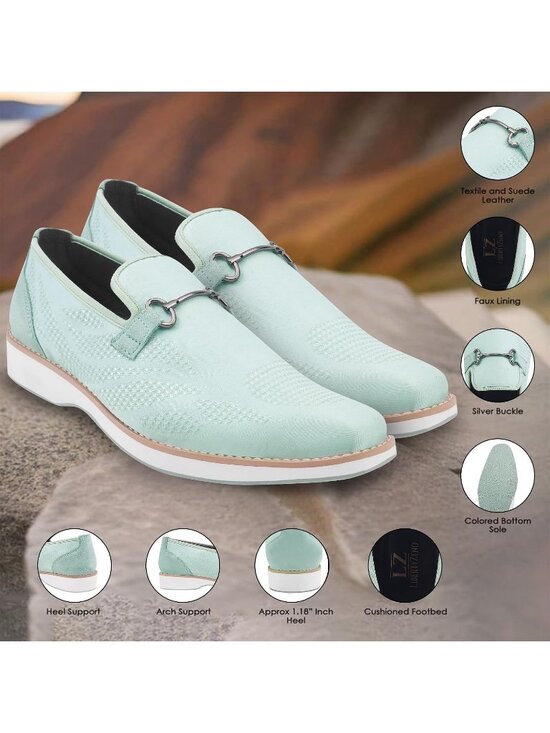 LIBERTYZENO Men\'s Sage Canvas Textile Suede Leather Loafer Tuxedo Slip On Shoes main image 7